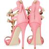 imageFSJ Women Sexy Open Toe TStrap Rivets Studded Stiletto High Heel Sandal Strappy Gladiator Back Zipper Dress Pump Shoes Size 415 USSalmon