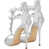 imageFSJ Women Sexy Open Toe TStrap Rivets Studded Stiletto High Heel Sandal Strappy Gladiator Back Zipper Dress Pump Shoes Size 415 USSilver