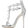 imageFSJ Women Sexy Open Toe TStrap Rivets Studded Stiletto High Heel Sandal Strappy Gladiator Back Zipper Dress Pump Shoes Size 415 USSilver