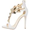 imageFSJ Women Sexy Open Toe TStrap Rivets Studded Stiletto High Heel Sandal Strappy Gladiator Back Zipper Dress Pump Shoes Size 415 USWhite
