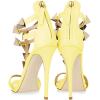imageFSJ Women Sexy Open Toe TStrap Rivets Studded Stiletto High Heel Sandal Strappy Gladiator Back Zipper Dress Pump Shoes Size 415 USYellow