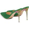 imageFSJ Women Sexy Pointed Toe Stiletto High Heel Sandals Slip On Rhinestone Summer Casual Shopping Dress Slide Shoes Size 415 USGreen