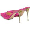 imageFSJ Women Sexy Pointed Toe Stiletto High Heel Sandals Slip On Rhinestone Summer Casual Shopping Dress Slide Shoes Size 415 USPink
