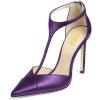imageFSJ Women Charm T Strap Sandals Stilettos High Heels Pointed Closed Toe Pumps Back Zipper Ladies Girls Party Prom Wedding Sexy Dress Shoes Size 415 USPurple