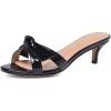 imageFSJ Women Cute Bowknot Slip On Mules Summer Open Toe Kitten Low Heel Sandal Ladies Casual Comfy Walking Dress Shoes Size 415 M USGlossy Black