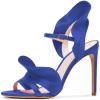 imageFSJ Women Dressy Open Toe Stiletto High Heel Ankle Strap Satin Sandal with Ruffle Size 415 USBlue