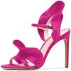 imageFSJ Women Dressy Open Toe Stiletto High Heel Ankle Strap Satin Sandal with Ruffle Size 415 USFuchsia