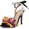 imageFSJ Women Floral Stiletto High Heel Sandal Ankle Strap Open Toe Pump DOrsay Polka Dot Lace up Dress Party Summer Shoes Size 415 USBlack