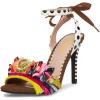 imageFSJ Women Floral Stiletto High Heel Sandal Ankle Strap Open Toe Pump DOrsay Polka Dot Lace up Dress Party Summer Shoes Size 415 USBrown