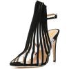 imageFSJ Women Peep Toe High Heel Bootie Pumps Stiletto PVC Dress Ankle Strap Sandal Slingback Buckle Stylish Shoes 415 M USBlack