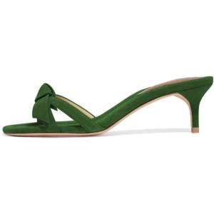 imageFSJ Women Cute Bowknot Slip On Mules Summer Open Toe Kitten Low Heel Sandal Ladies Casual Comfy Walking Dress Shoes Size 415 M USForestgreen