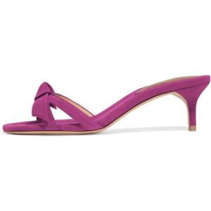 imageFSJ Women Cute Bowknot Slip On Mules Summer Open Toe Kitten Low Heel Sandal Ladies Casual Comfy Walking Dress Shoes Size 415 M USFuchsia