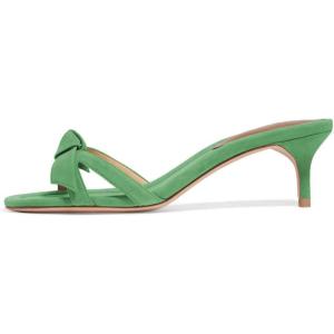 imageFSJ Women Cute Bowknot Slip On Mules Summer Open Toe Kitten Low Heel Sandal Ladies Casual Comfy Walking Dress Shoes Size 415 M USGreen