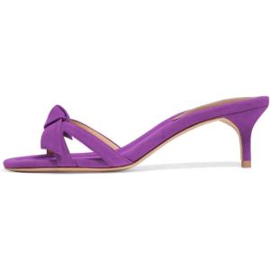 imageFSJ Women Cute Bowknot Slip On Mules Summer Open Toe Kitten Low Heel Sandal Ladies Casual Comfy Walking Dress Shoes Size 415 M USPurple
