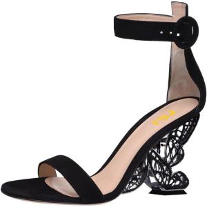 imageFSJ Women Dressy Open Toe Ankle Strap Butterfly High Heel Sandal Strappy Date Cocktail Nightclub Pumps Shoes Size 416 USBlack Suede