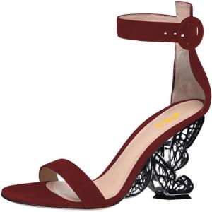 imageFSJ Women Dressy Open Toe Ankle Strap Butterfly High Heel Sandal Strappy Date Cocktail Nightclub Pumps Shoes Size 416 USDark Red