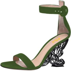 imageFSJ Women Dressy Open Toe Ankle Strap Butterfly High Heel Sandal Strappy Date Cocktail Nightclub Pumps Shoes Size 416 USGreen