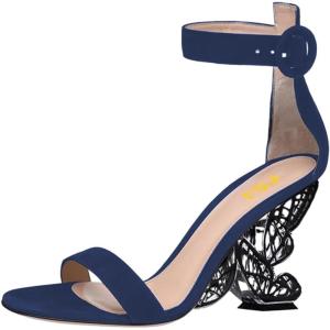 imageFSJ Women Dressy Open Toe Ankle Strap Butterfly High Heel Sandal Strappy Date Cocktail Nightclub Pumps Shoes Size 416 USNavy