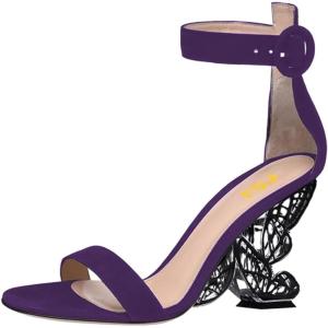imageFSJ Women Dressy Open Toe Ankle Strap Butterfly High Heel Sandal Strappy Date Cocktail Nightclub Pumps Shoes Size 416 USPurple