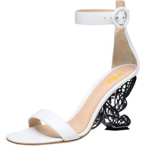 imageFSJ Women Dressy Open Toe Ankle Strap Butterfly High Heel Sandal Strappy Date Cocktail Nightclub Pumps Shoes Size 416 USWhite