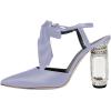 imageFSJ Women Ankle Strap High Heel Sandals Pointed Toe Bow DOrsay Pumps Crystal Chunky Heel Party Dress Shoes Size 416 USLavender