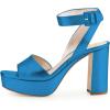 imageFSJ Women Comfortable Chunky Heel Platform Sandal Ankle Strap Open Toe Buckle Shoes Size 415 USBlue