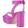 imageFSJ Women Comfortable Chunky Heel Platform Sandal Ankle Strap Open Toe Buckle Shoes Size 415 USFuchsia
