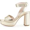 imageFSJ Women Comfortable Chunky Heel Platform Sandal Ankle Strap Open Toe Buckle Shoes Size 415 USGold