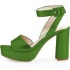 imageFSJ Women Comfortable Chunky Heel Platform Sandal Ankle Strap Open Toe Buckle Shoes Size 415 USGreen