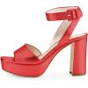 imageFSJ Women Comfortable Chunky Heel Platform Sandal Ankle Strap Open Toe Buckle Shoes Size 415 USRed