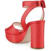 imageFSJ Women Comfortable Chunky Heel Platform Sandal Ankle Strap Open Toe Buckle Shoes Size 415 USRed