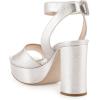 imageFSJ Women Comfortable Chunky Heel Platform Sandal Ankle Strap Open Toe Buckle Shoes Size 415 USSilver