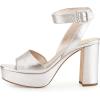 imageFSJ Women Comfortable Chunky Heel Platform Sandal Ankle Strap Open Toe Buckle Shoes Size 415 USSilver