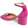 imageFSJ Women Elegant Ankle Strap Sandals Low Chunky Heels Pumps Peep Toe Comfort Shoes Size 613 USFuchsia