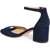 imageFSJ Women Elegant Ankle Strap Sandals Low Chunky Heels Pumps Peep Toe Comfort Shoes Size 613 USNavy