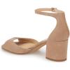 imageFSJ Women Elegant Ankle Strap Sandals Low Chunky Heels Pumps Peep Toe Comfort Shoes Size 613 USNude