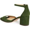 imageFSJ Women Elegant Ankle Strap Sandals Low Chunky Heels Pumps Peep Toe Comfort Shoes Size 613 USOlive