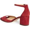 imageFSJ Women Elegant Ankle Strap Sandals Low Chunky Heels Pumps Peep Toe Comfort Shoes Size 613 USRed