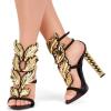 imageFSJ Women Gold Metal Chain Thick High Heel Sandals Open Toe Strappy Ankle Buckle Strap Slingback Ladies Comfy Summer Dress Shoes Size 415 USFlame