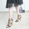 imageFSJ Women Gold Metal Chain Thick High Heel Sandals Open Toe Strappy Ankle Buckle Strap Slingback Ladies Comfy Summer Dress Shoes Size 415 USFlame