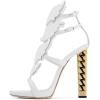 imageFSJ Women Gold Metal Chain Thick High Heel Sandals Open Toe Strappy Ankle Buckle Strap Slingback Ladies Comfy Summer Dress Shoes Size 415 USWhite Flame