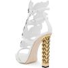 imageFSJ Women Gold Metal Chain Thick High Heel Sandals Open Toe Strappy Ankle Buckle Strap Slingback Ladies Comfy Summer Dress Shoes Size 415 USWhite Flame