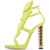 imageFSJ Women Gold Metal Chain Thick High Heel Sandals Open Toe Strappy Ankle Buckle Strap Slingback Ladies Comfy Summer Dress Shoes Size 415 USYellow Flame