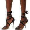 imageFSJ Women High Heel Ankle Strap Sandals Pointed Toe Rivets Pumps PVC Club Dress Shoes with Studs Fashion Size 415 USBlack