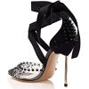 imageFSJ Women High Heel Ankle Strap Sandals Pointed Toe Rivets Pumps PVC Club Dress Shoes with Studs Fashion Size 415 USBlack