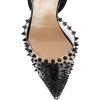 imageFSJ Women High Heel Ankle Strap Sandals Pointed Toe Rivets Pumps PVC Club Dress Shoes with Studs Fashion Size 415 USBlack