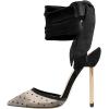 imageFSJ Women High Heel Ankle Strap Sandals Pointed Toe Rivets Pumps PVC Club Dress Shoes with Studs Fashion Size 415 USBlackmesh