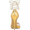 imageFSJ Women High Heel Ankle Strap Sandals Pointed Toe Rivets Pumps PVC Club Dress Shoes with Studs Fashion Size 415 USGold Peeptoe