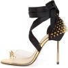 imageFSJ Women High Heel Ankle Strap Sandals Pointed Toe Rivets Pumps PVC Club Dress Shoes with Studs Fashion Size 415 USGold2