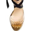 imageFSJ Women High Heel Ankle Strap Sandals Pointed Toe Rivets Pumps PVC Club Dress Shoes with Studs Fashion Size 415 USGold2